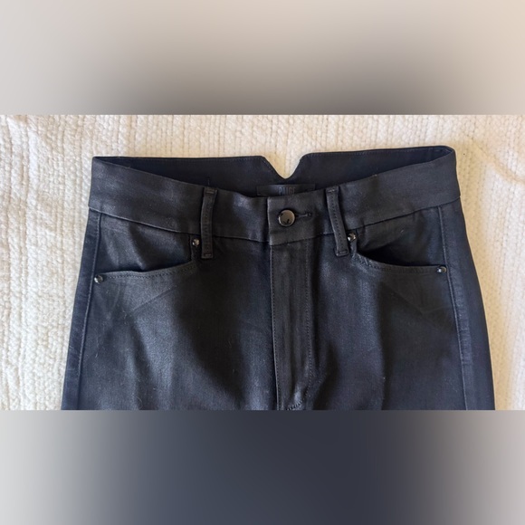 PAIGE Sasha Coated High Rise Black Flare & Wide Leg Jeans - Picture 7 of 16